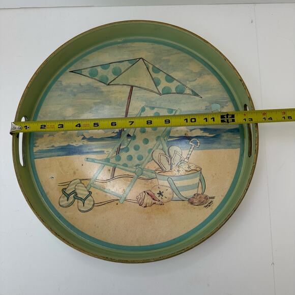 Serving Tray with Beach Scene by Artist Tara Reed 13 inch Acrylic - Picture 9 of 10